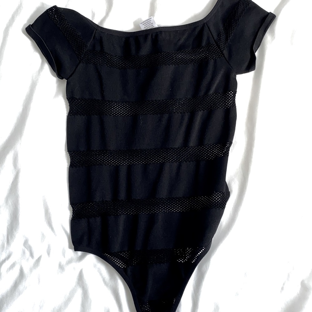 Black mesh cutout bodysuit